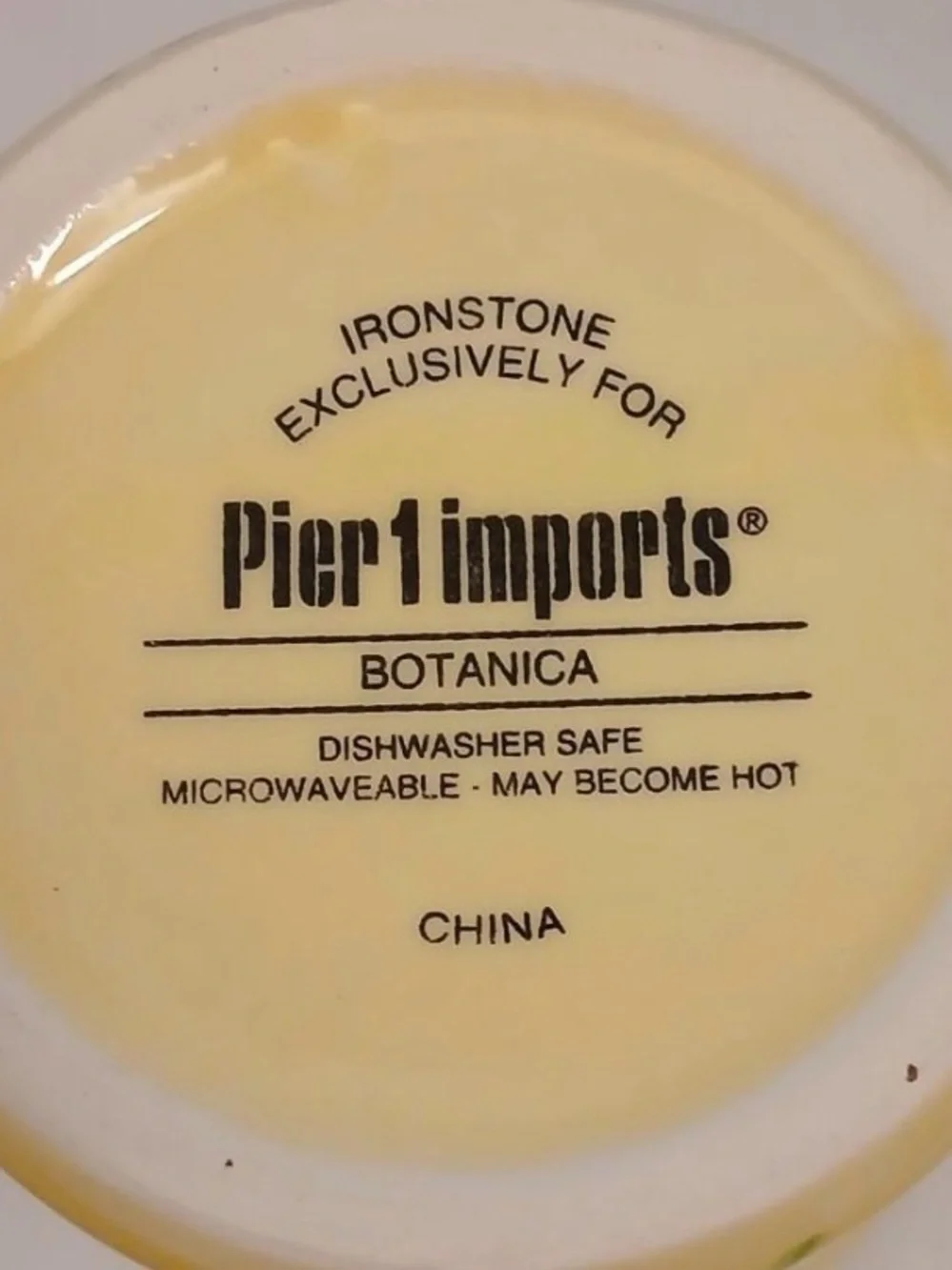 Pier 1 Imports Botanica Light Yellow Floral Butterfly Coffee Tea Mug 14oz
